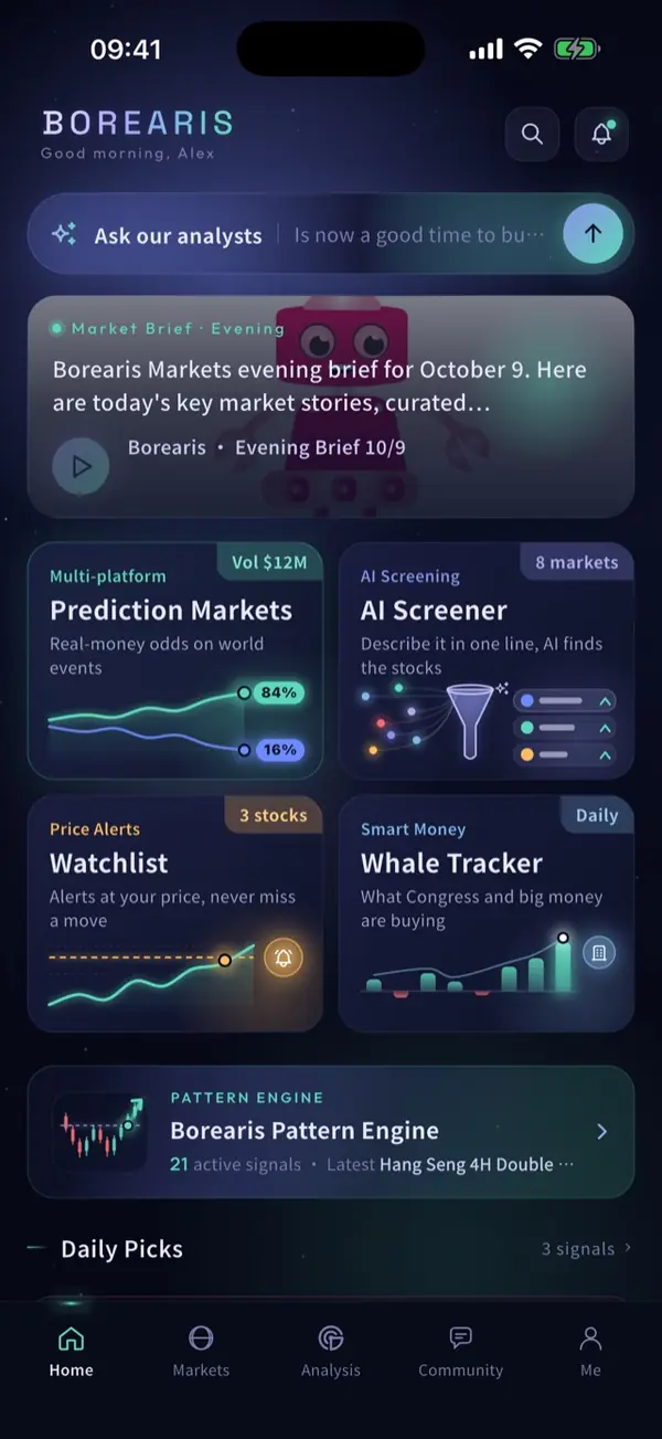 Borearis app home screen